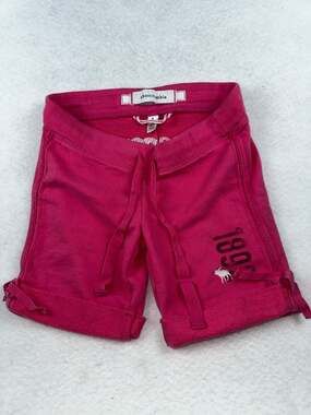 Vintage Y2K Abercrombie Pink Rolled Cuff French Terry Lounge Shorts Size S